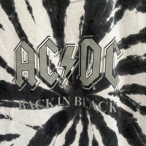 AC/DC Back in Black Tie Dye Short Sleeve T Shirt Graphic Rock Retro Size…
